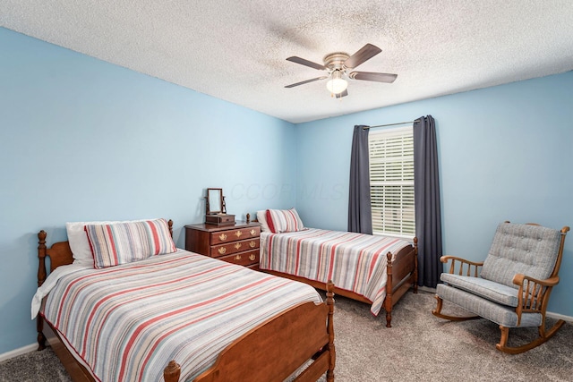 5120 Singleton Dr Unit 36D, Hilliard, OH 43026 - carpeted bedroom with ceiling fan, baseboards, and a textured ceiling
