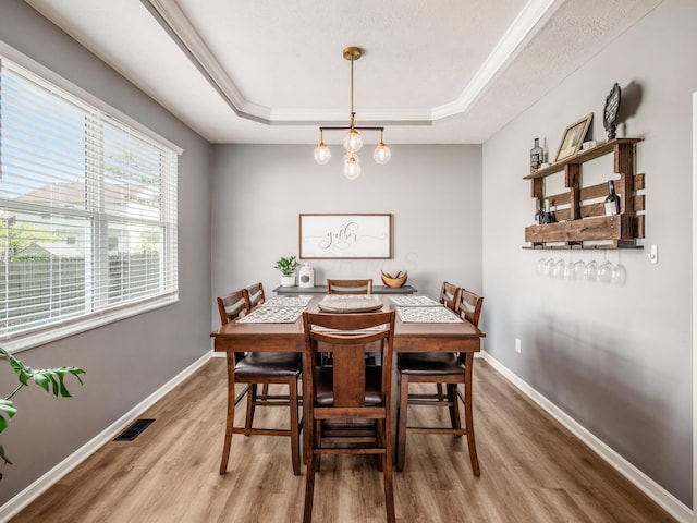 4710 Helmsbridge Ct, Grove City, OH 43123 - dining room with a raised ceiling, wood finished floors, and baseboards