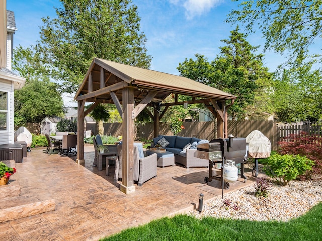 4710 Helmsbridge Ct, Grove City, OH 43123 - view of patio with a gazebo, outdoor lounge area, outdoor dining space, and a fenced backyard