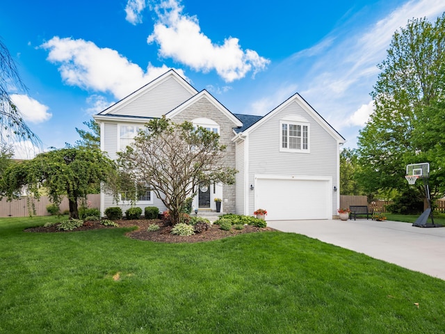 4710 Helmsbridge Ct, Grove City, OH 43123 - traditional home with an attached garage, concrete driveway, and stone siding