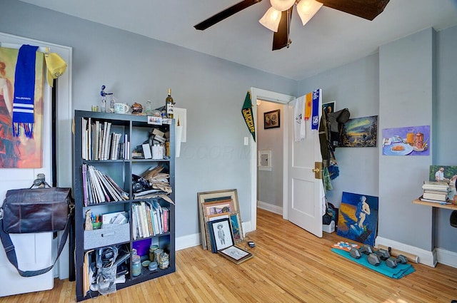 1306-1308 Wilson Ave, Columbus, OH 43206 - playroom with ceiling fan, wood finished floors, and baseboards