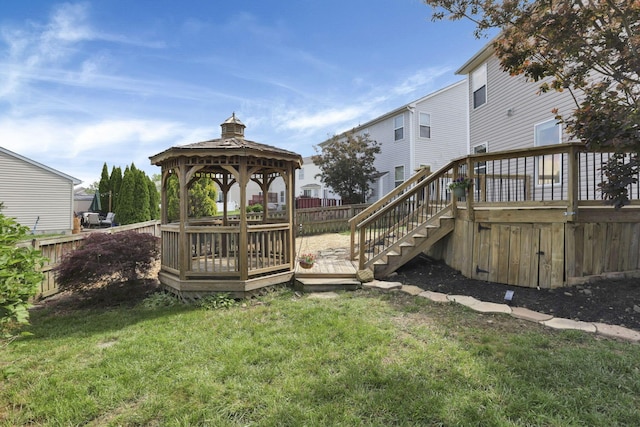 3907 Winding Path Dr, Canal Winchester, OH 43110 - view of yard with a gazebo, a deck, and stairs