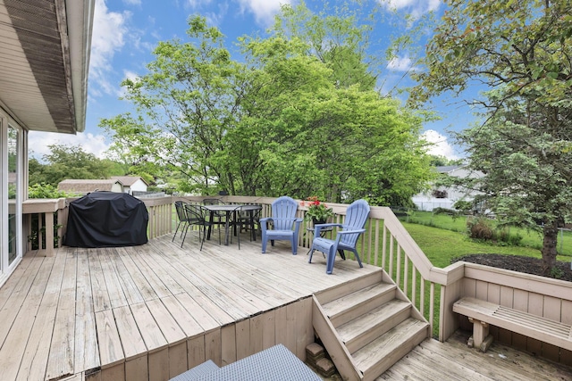 230 Clover Ct, Newark, OH 43055 - deck with outdoor dining area and area for grilling
