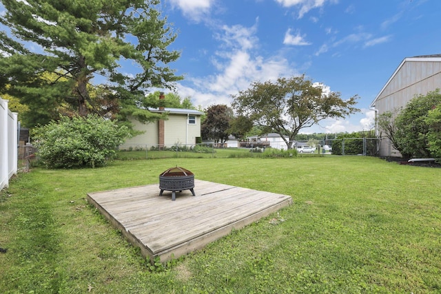230 Clover Ct, Newark, OH 43055 - view of yard with a fire pit and a wooden deck