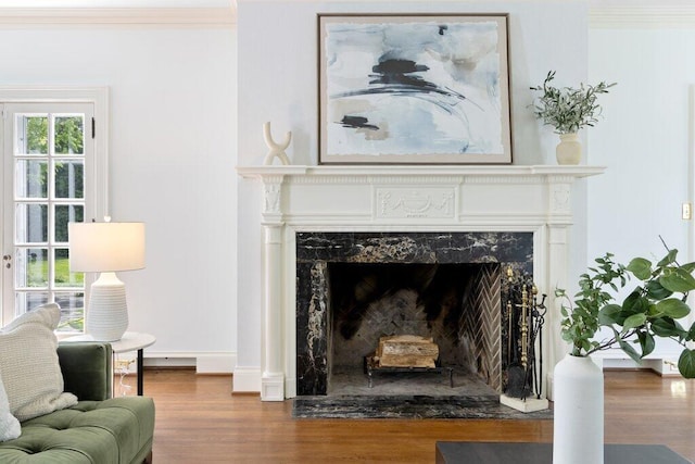 324 E N Broadway St, Columbus, OH 43214 - living room with a premium fireplace, wood finished floors, and healthy amount of natural light