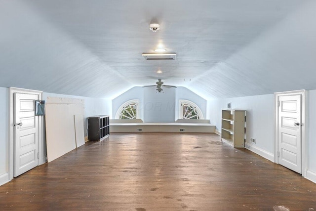 324 E N Broadway St, Columbus, OH 43214 - additional living space with wood finished floors, lofted ceiling, ceiling fan, and baseboards