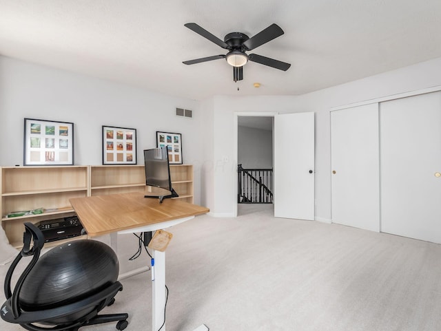 1249 Sea Shell Dr, Westerville, OH 43082 - office with ceiling fan, carpet floors, and baseboards