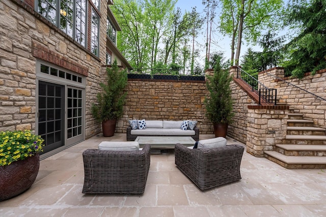 2060 Fontenay Pl, Upper Arlington, OH 43220 - view of patio with an outdoor living space, stairway, and french doors