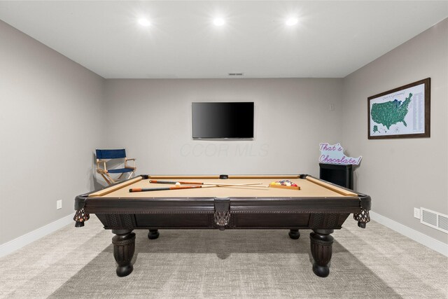 2060 Fontenay Pl, Upper Arlington, OH 43220 - game room with carpet, billiards, baseboards, and recessed lighting