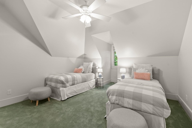 2060 Fontenay Pl, Upper Arlington, OH 43220 - carpeted bedroom with vaulted ceiling, ceiling fan, and baseboards