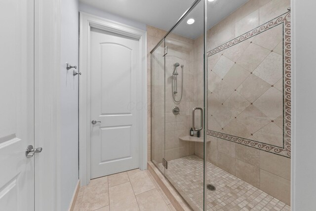 2060 Fontenay Pl, Upper Arlington, OH 43220 - bathroom featuring a shower stall, tile patterned flooring, and recessed lighting