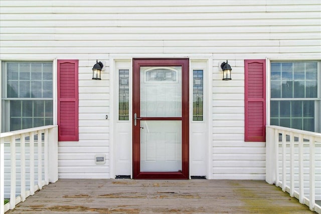 10746 State Route 287, Zanesfield, OH 43360 - doorway to property featuring a wooden deck