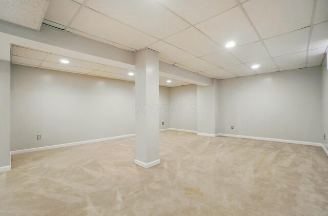 1077 Michigan Ave Unit 9, Columbus, OH 43201 - finished basement with light carpet, recessed lighting, baseboards, and a paneled ceiling