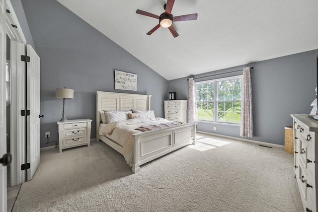 7257 Scioto Pkwy, Powell, OH 43065 - bedroom featuring carpet flooring, ceiling fan, baseboards, and high vaulted ceiling