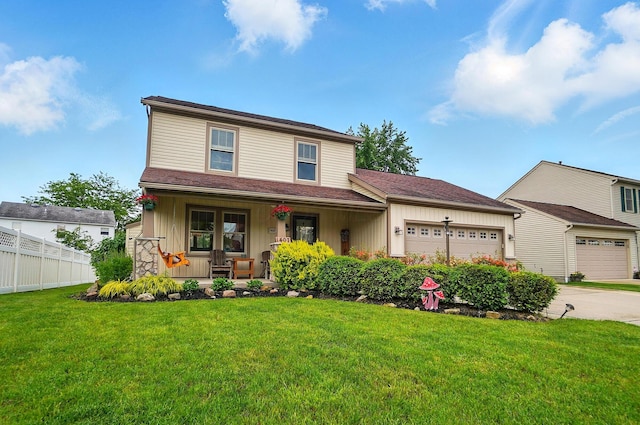 1407 Valley Dr, Marysville, OH 43040 - view of front of house with a porch, a garage, and concrete driveway