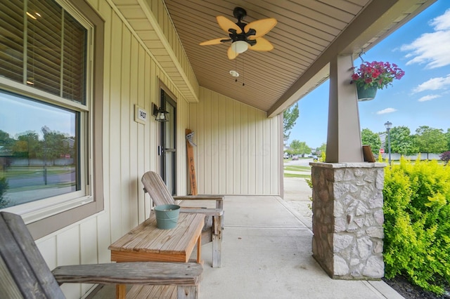 1407 Valley Dr, Marysville, OH 43040 - covered porch with a ceiling fan