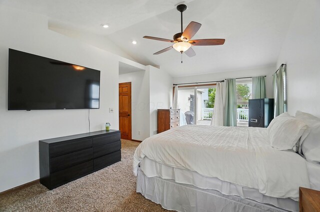 1407 Valley Dr, Marysville, OH 43040 - carpeted bedroom with lofted ceiling, baseboards, and a ceiling fan