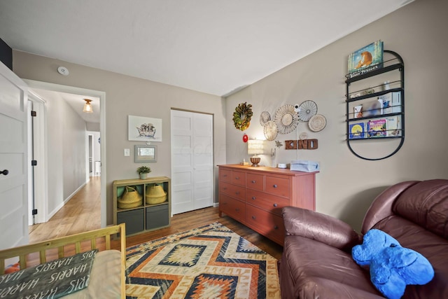 living area with wood finished floors