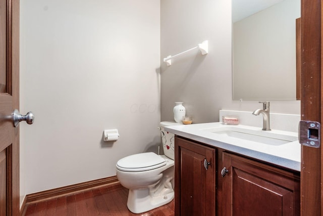 6923 Bishops Crossing Cir, Dublin, OH 43016 - half bath featuring vanity and wood finished floors
