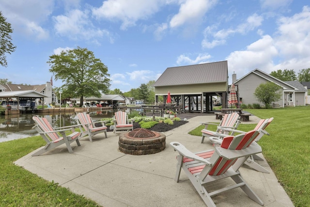0 Canoe Ln, Thornville, OH 43076 - view of patio / terrace featuring an outdoor fire pit and a water view