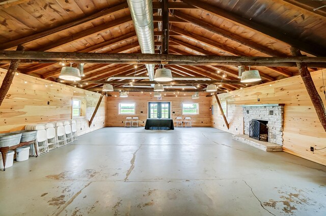 6125 Stafford Rd, Washington Court House, OH 43160 - garage featuring wood walls and wood ceiling