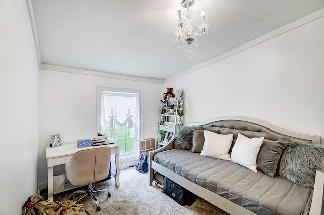 6125 Stafford Rd, Washington Court House, OH 43160 - bedroom featuring carpet, an office area, and ornamental molding