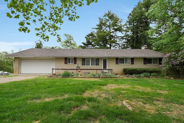 2116 Dunzweiler Dr, Zanesville, OH 43701 - single story home with brick siding, an attached garage, dirt driveway, and a front lawn