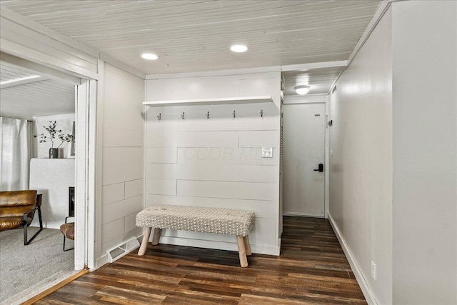 11526 Horseshoe Channel Dr, Lakeview, OH 43331 - mudroom featuring dark wood finished floors, baseboards, and recessed lighting