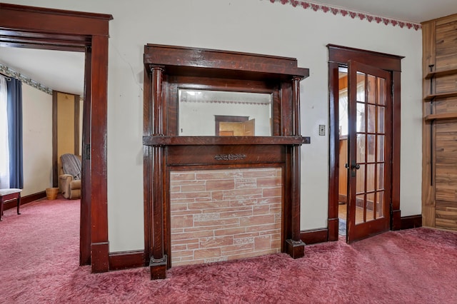222 Union St, Lancaster, OH 43130 - detailed view of carpet, baseboards, and french doors