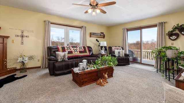3890 Township Road 70 NW, Somerset, OH 43783 - living area with carpet, a ceiling fan, and baseboards