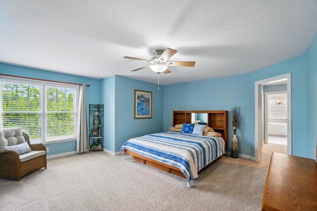 6467 Spring Run Dr, Westerville, OH 43082 - bedroom featuring carpet floors, baseboards, a textured ceiling, and ceiling fan