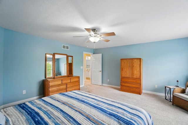 6467 Spring Run Dr, Westerville, OH 43082 - bedroom with baseboards, light carpet, and ceiling fan
