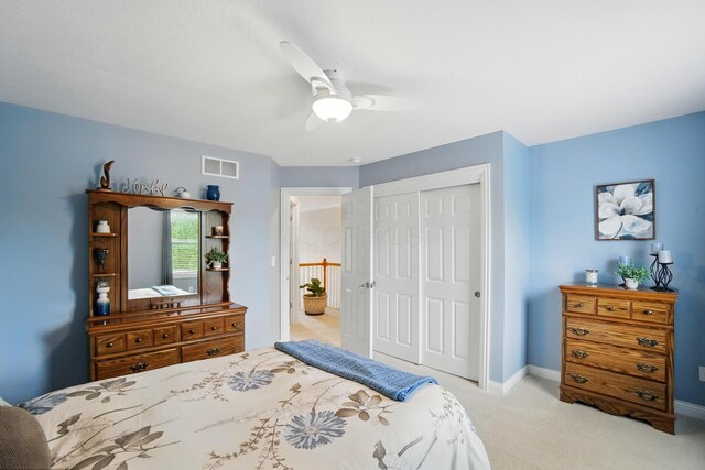 6467 Spring Run Dr, Westerville, OH 43082 - carpeted bedroom featuring a closet, a ceiling fan, and baseboards