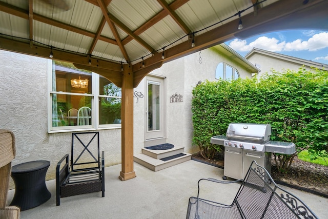 6467 Spring Run Dr, Westerville, OH 43082 - view of patio / terrace featuring a gazebo, a grill, and entry steps