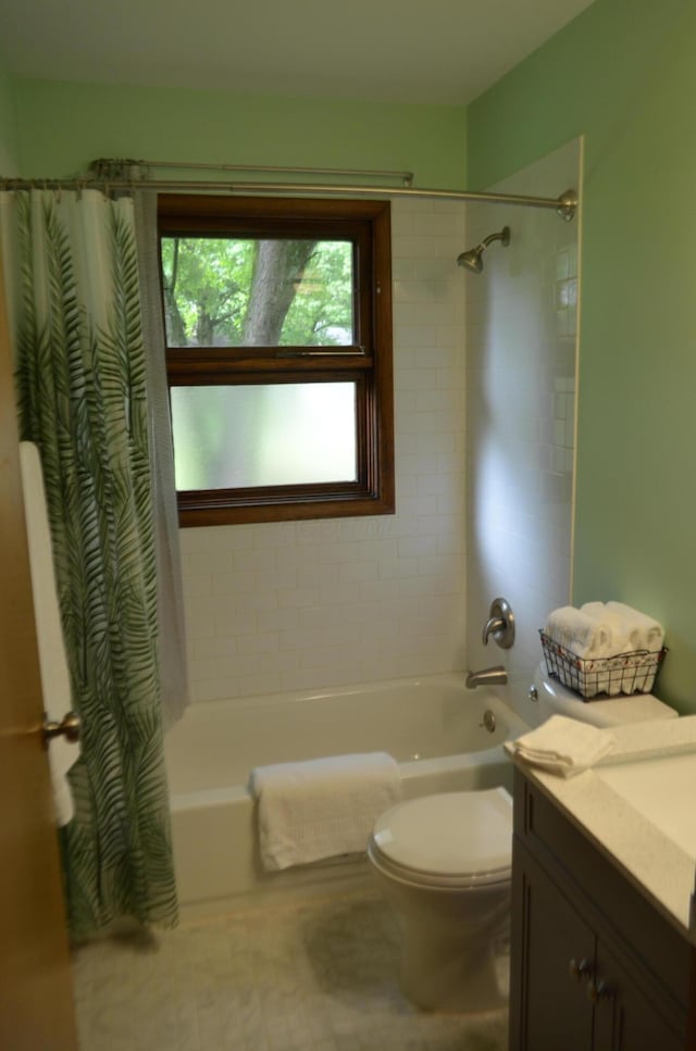 494 Park Overlook Dr, Worthington, OH 43085 - full bathroom with vanity, shower / bath combo, and toilet