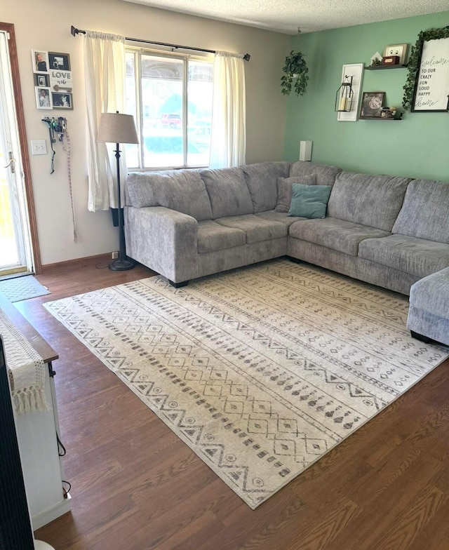 living area with wood finished floors