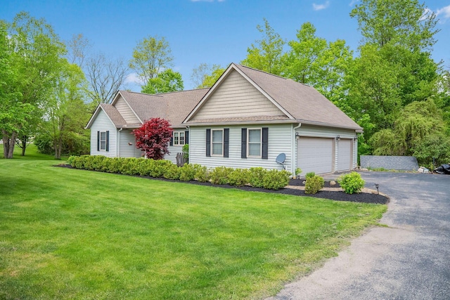 7326 State Route 19 Unit 3, Lots 1-2, Mount Gilead, OH 43338 - ranch-style home with asphalt driveway, a front lawn, a garage, and roof with shingles