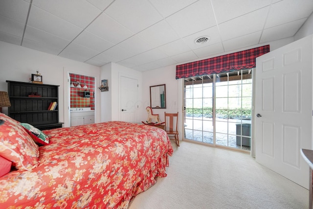7326 State Route 19 Unit 3, Lots 1-2, Mount Gilead, OH 43338 - carpeted bedroom featuring access to exterior and a drop ceiling