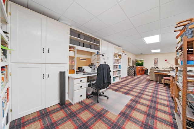 7326 State Route 19 Unit 3, Lots 1-2, Mount Gilead, OH 43338 - office with dark colored carpet, a drop ceiling, and built in desk