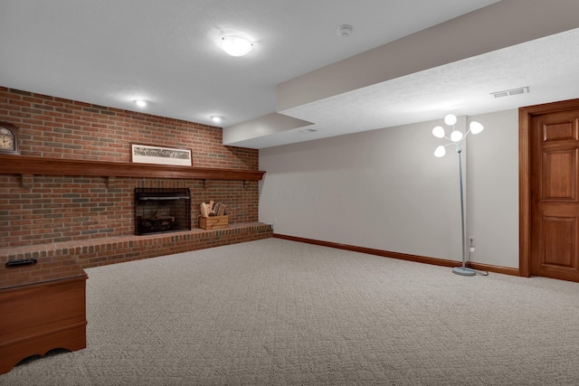 7832 Windsor Ave NW, Canal Winchester, OH 43110 - finished basement featuring baseboards, a brick fireplace, carpet flooring, and brick wall