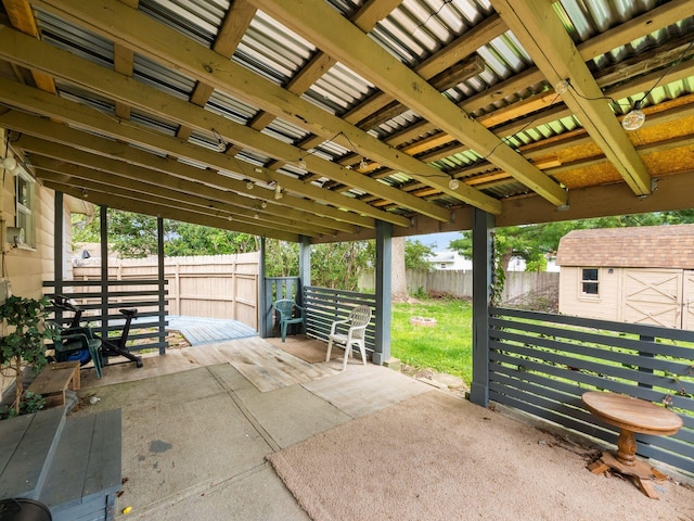 5030 Holbrook Dr, Columbus, OH 43232 - view of patio with an outdoor structure and a shed