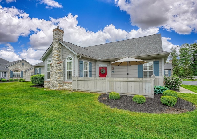4115 Aumbrey Ct, New Albany, OH 43054 - view of front of property with a chimney, a shingled roof, and stone siding