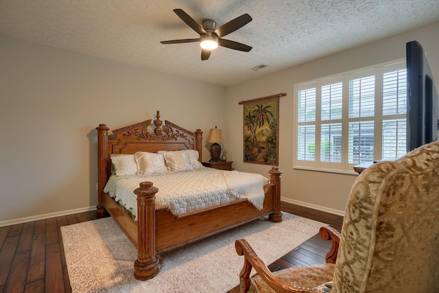 4115 Aumbrey Ct, New Albany, OH 43054 - bedroom featuring dark wood-style floors, baseboards, a ceiling fan, and a textured ceiling