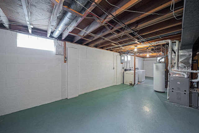 6241 Faircrest Rd, Columbus, OH 43229 - basement with independent washer and dryer, water heater, and heating unit