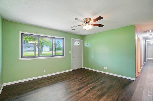 820 N Walnut St, Baltimore, OH 43105 - spare room featuring wood finished floors, baseboards, and a ceiling fan