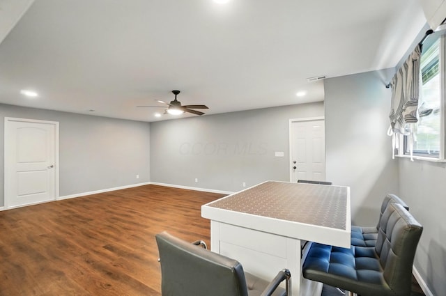 820 N Walnut St, Baltimore, OH 43105 - interior space with recessed lighting, a ceiling fan, baseboards, and dark wood finished floors