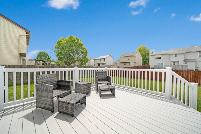 deck with a residential view