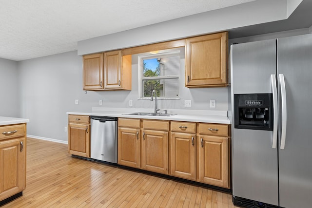 1980 Maxwell Ave, Lewis Center, OH 43035 - kitchen with appliances with stainless steel finishes, a sink, light wood-style flooring, light countertops, and baseboards