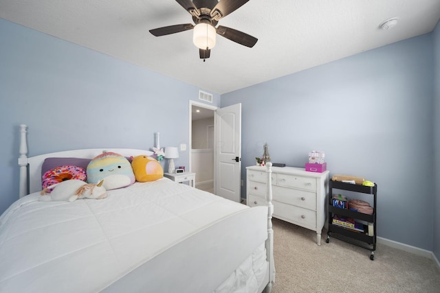 136 Bigelow Dr, Johnstown, OH 43031 - bedroom featuring light colored carpet, ceiling fan, and baseboards