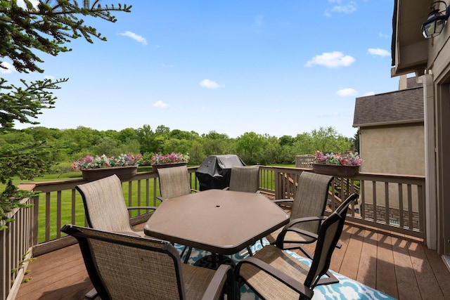 6755 Arbor View Ct, Powell, OH 43065 - wooden terrace with outdoor dining area and grilling area